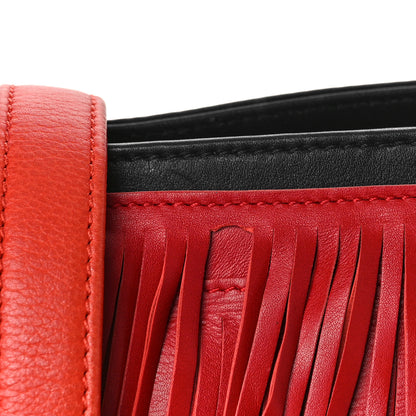 Christian Louboutin Grained Calfskin Artemis Fringe Shopping Tote Red Black 10 of 10