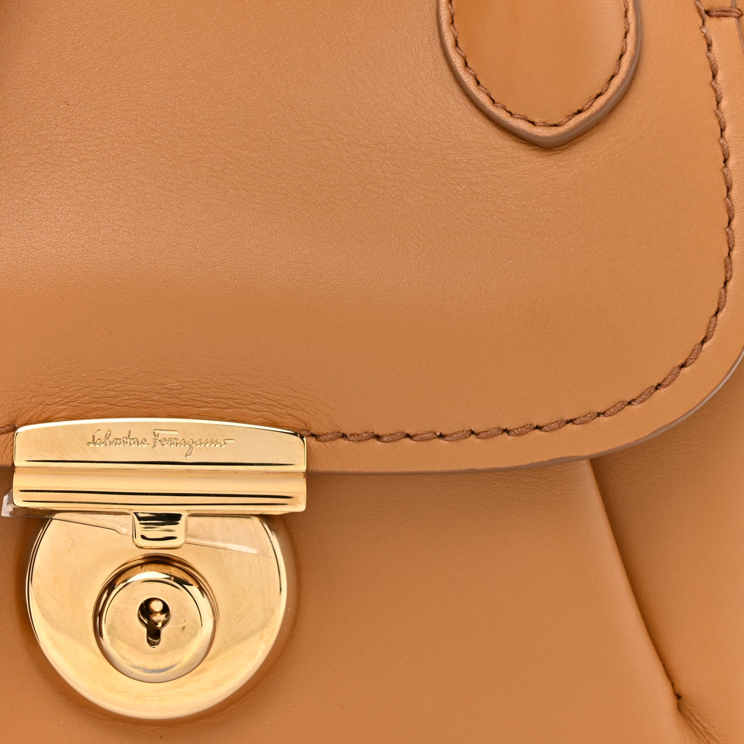 Salvatore Ferragamo Calfskin Small Fiamma Bag Brown 7 of 9