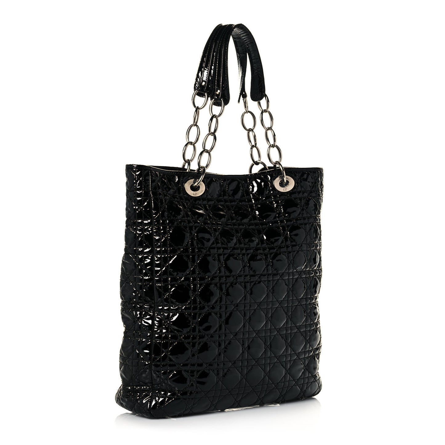 Patent Cannage Dior Soft Shopping Tote Black