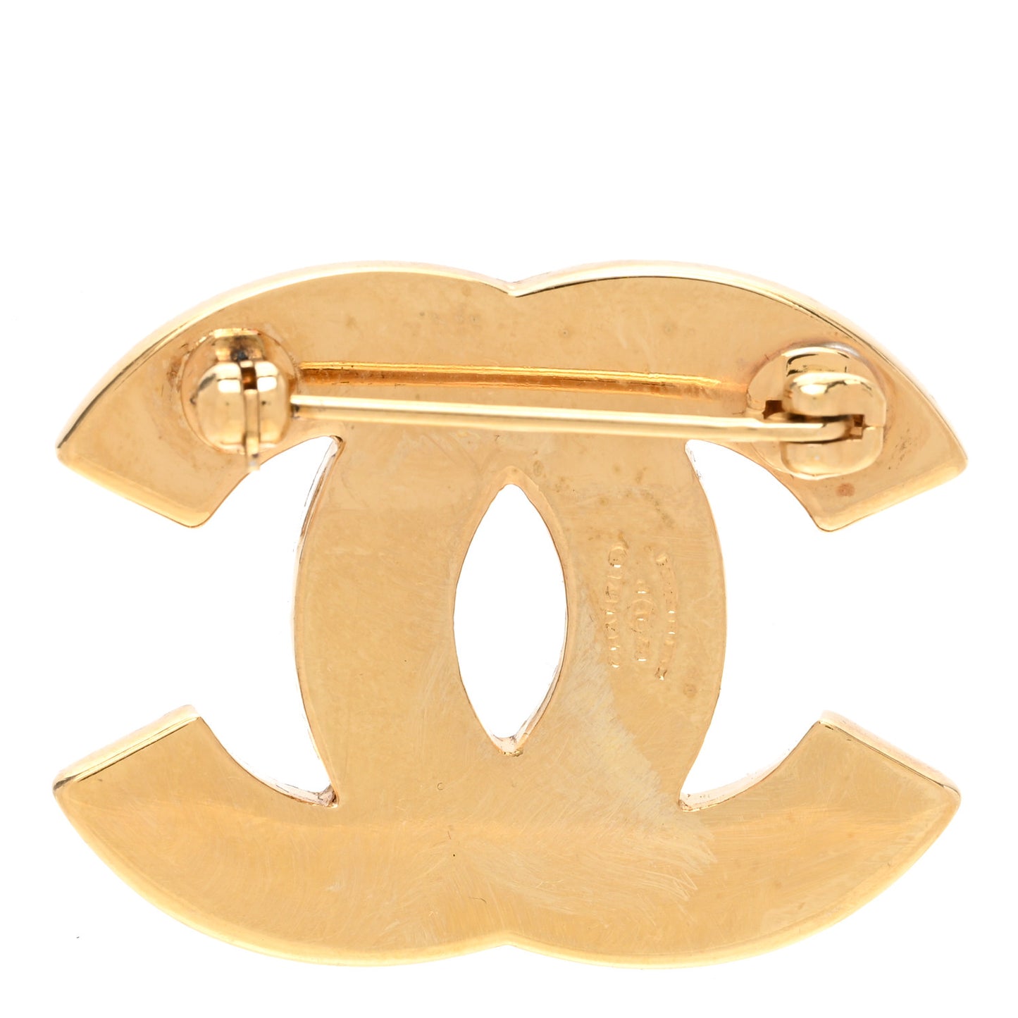 Crystal CC Brooch Pin Gold Pink