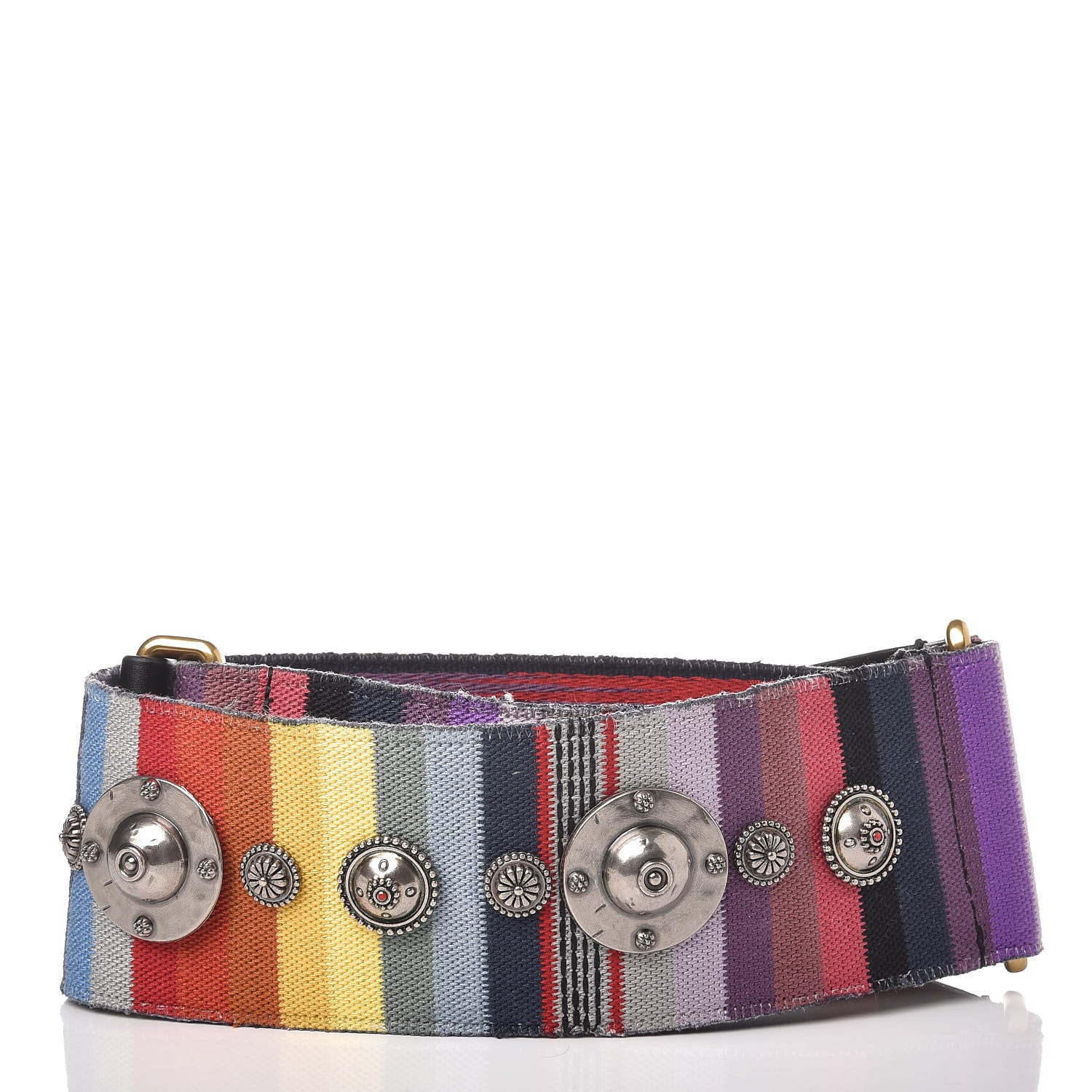Christian Dior Canvas Embroidered Studded Rainbow Shoulder Strap 2 of 5