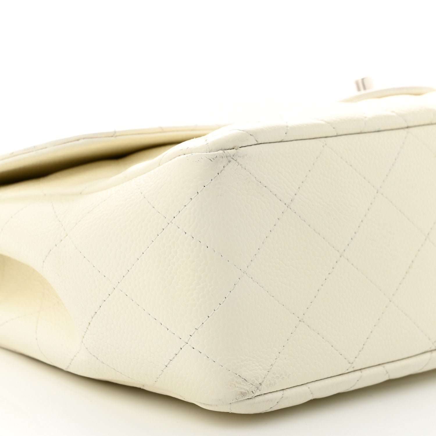 Chanel Caviar Quilted Jumbo Single Flap White 9 of 15