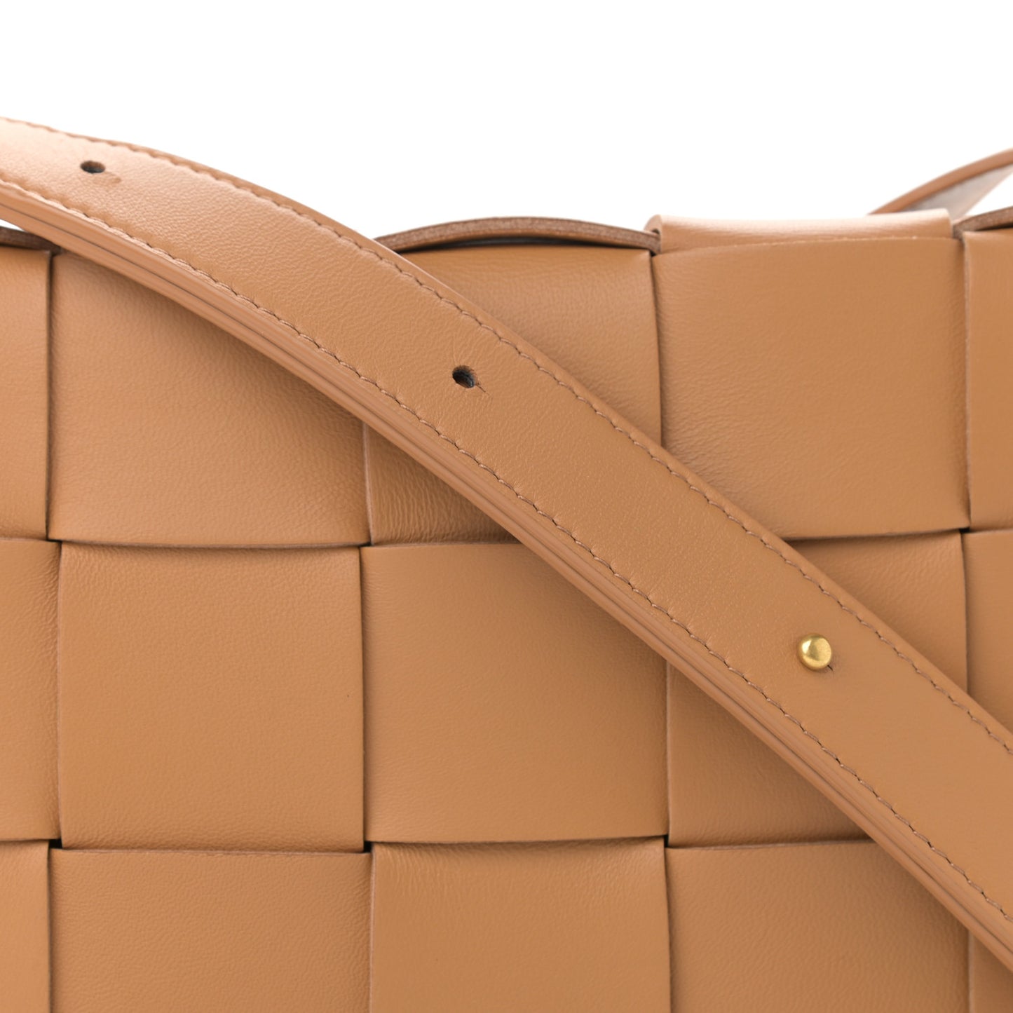 Lambskin Maxi Intrecciato Cassette Crossbody Bag Caramel