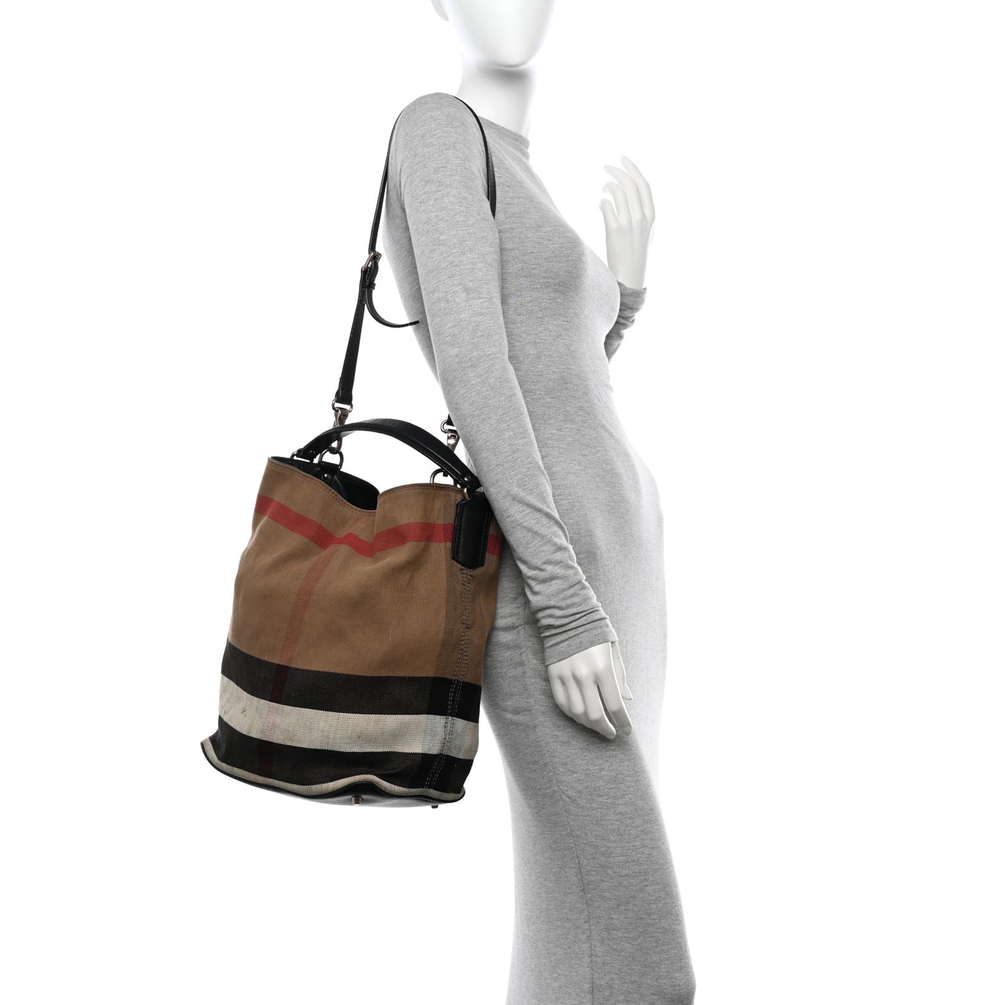 Canvas Mega Check Medium Ashby Hobo Black