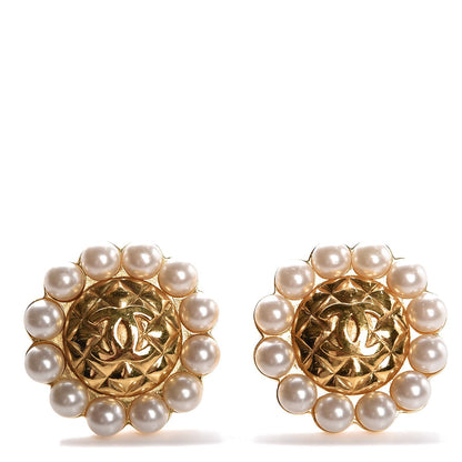 Chanel Pearl Clip On Earrings Gold 1 of 4