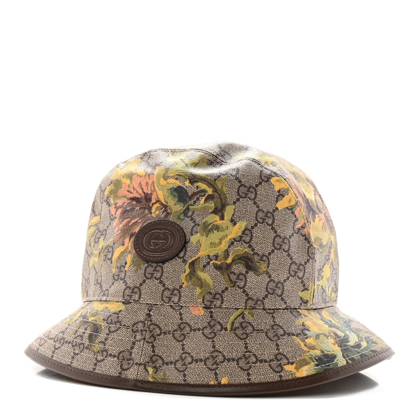 GG Supreme Monogram Azalea Calfskin Dusty Carnation Retro Interlocking G Bucket Hat Beige Ebony Multicolor