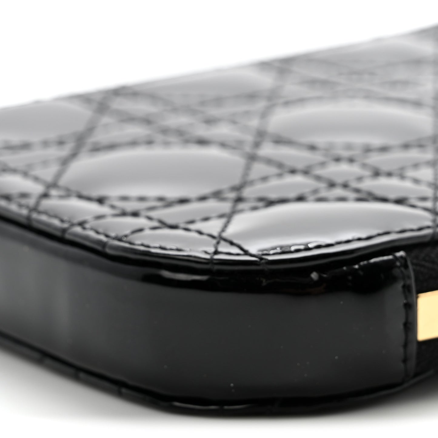 Patent Cannage Lady Dior Phone Holder Black