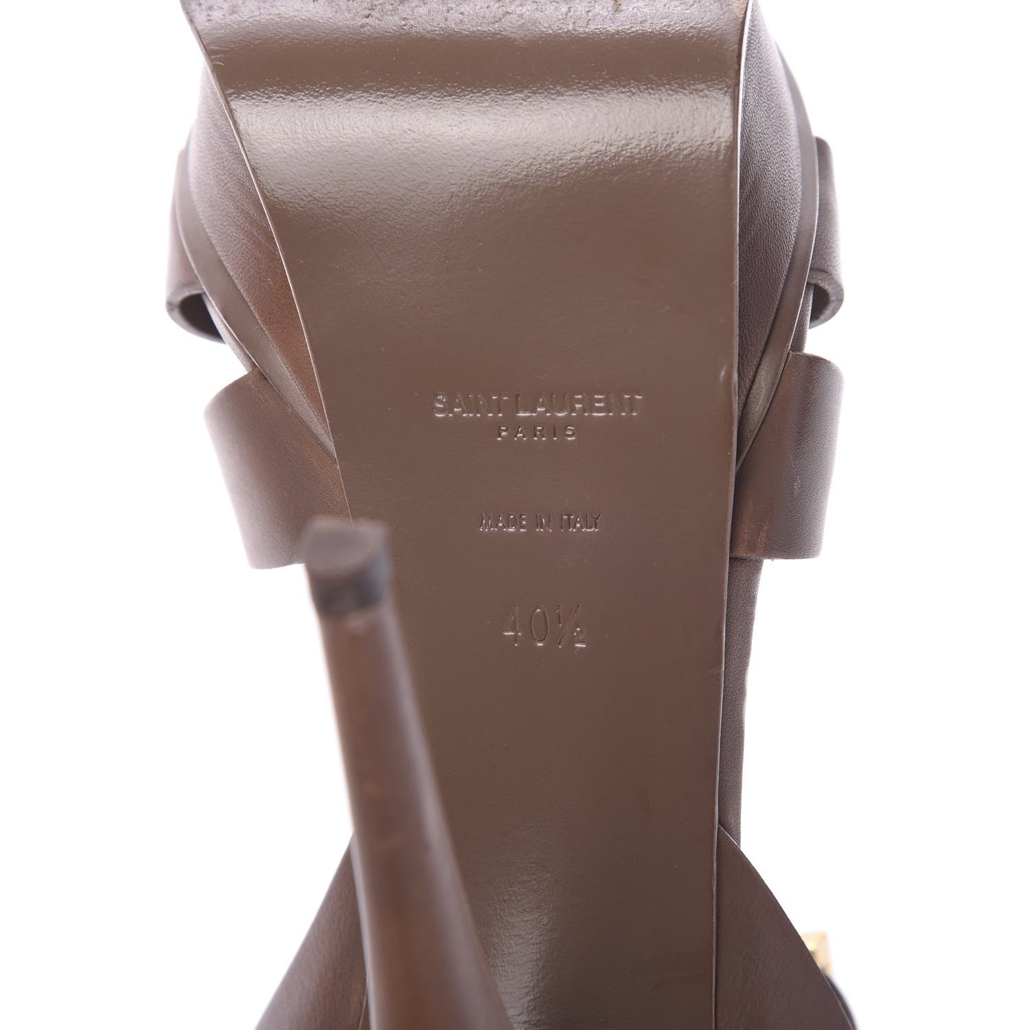 Saint Laurent Calfskin Tribute 105 Platform Sandals 40.5 Dark Cuoio 7 of 16