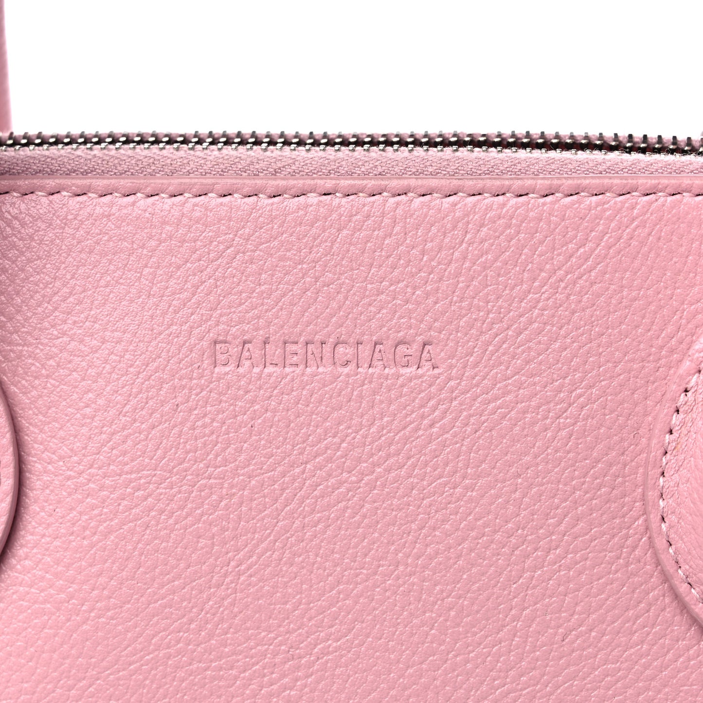 Grained Calfskin S Ville Top Handle Bag Pink White