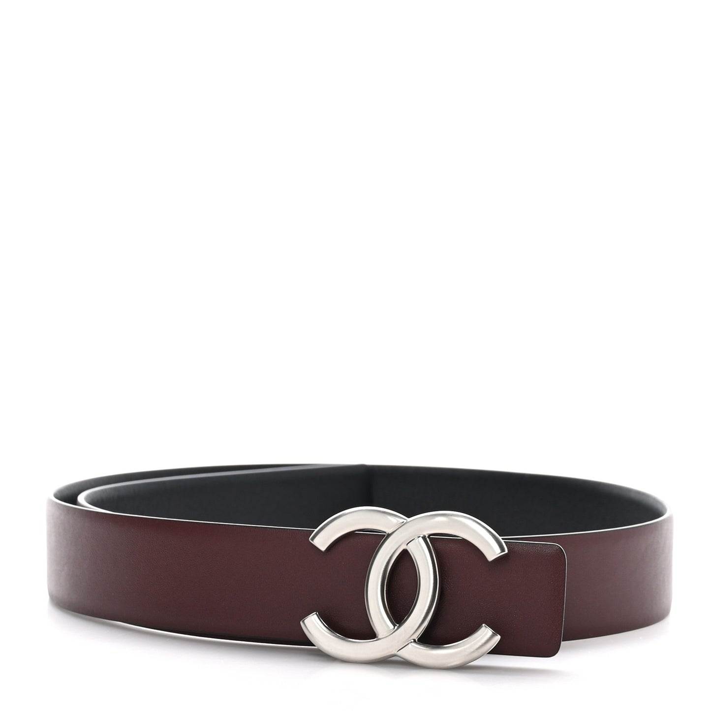 Calfskin CC Reversible Belt 75 30 Black Burgundy