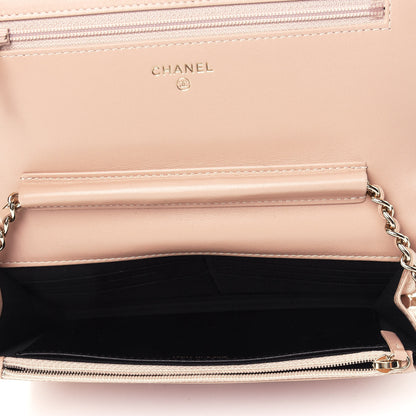 Chanel Caviar Quilted CC Filigree Wallet On Chain WOC Beige Black 4 of 4