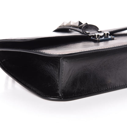 Valentino Garavani Craquele Calfskin Medium Glam Lock Rockstud Flap Black 7 of 10