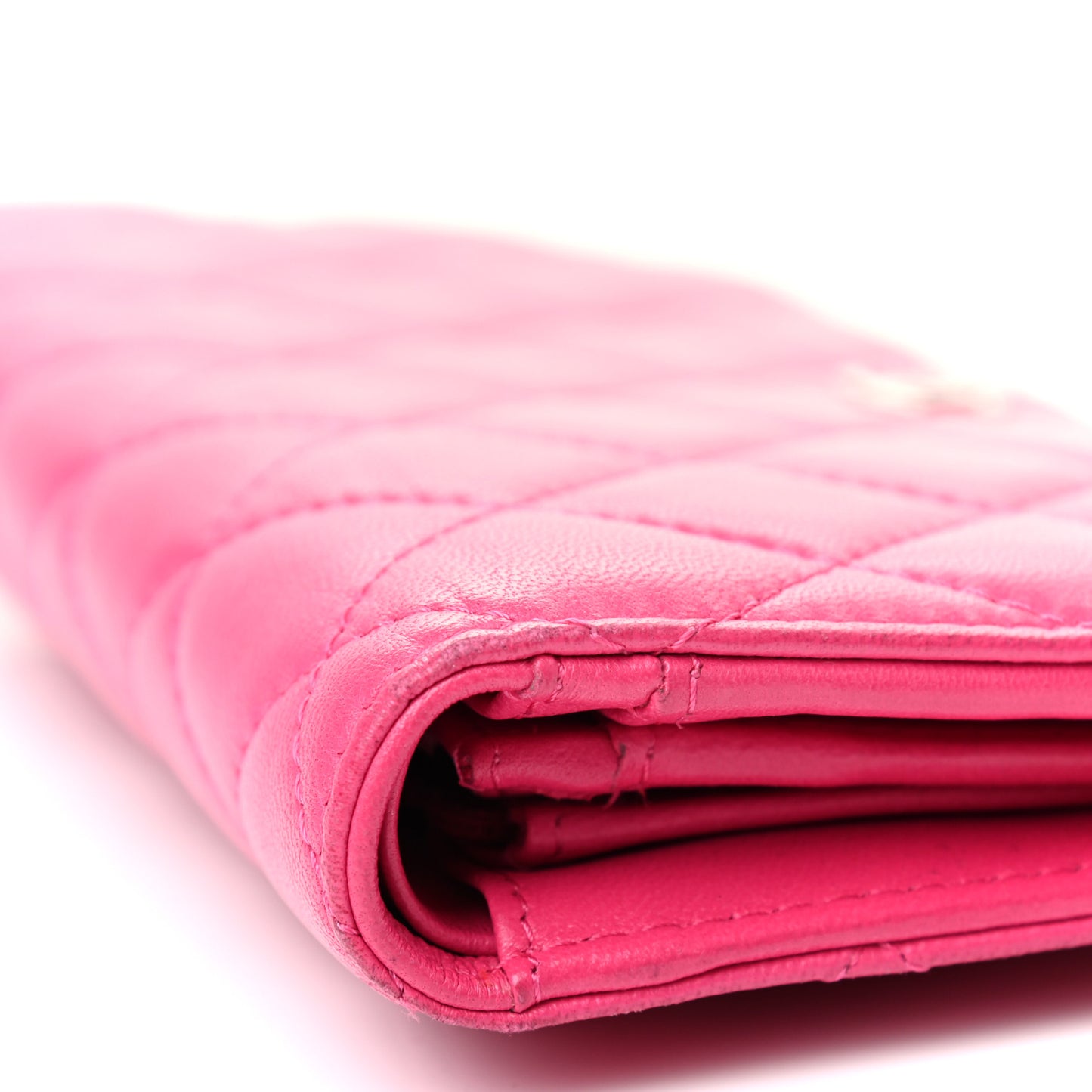 Lambskin Quilted Yen Wallet Fuchsia