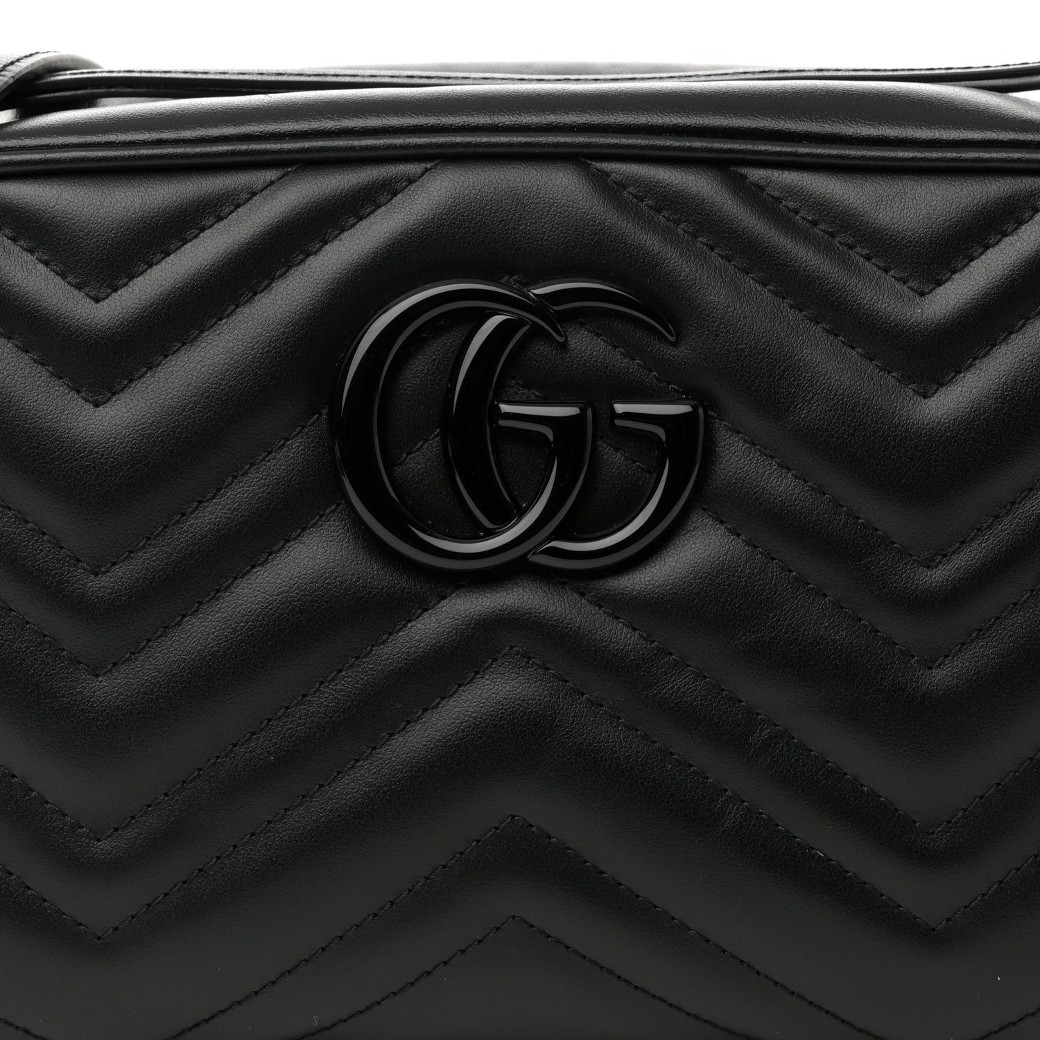 Gucci Calfskin Matelasse Monochrome Small GG Marmont Chain Shoulder Bag Black 8 of 10