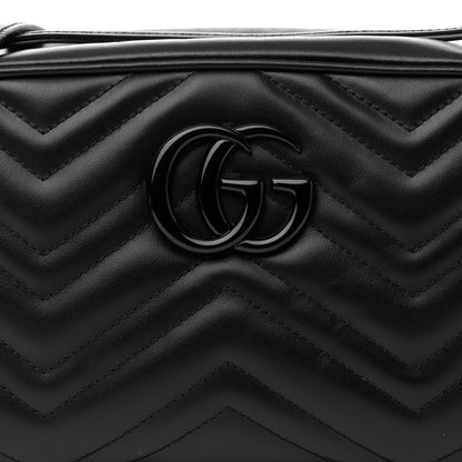 Gucci Calfskin Matelasse Monochrome Small GG Marmont Chain Shoulder Bag Black 8 of 10