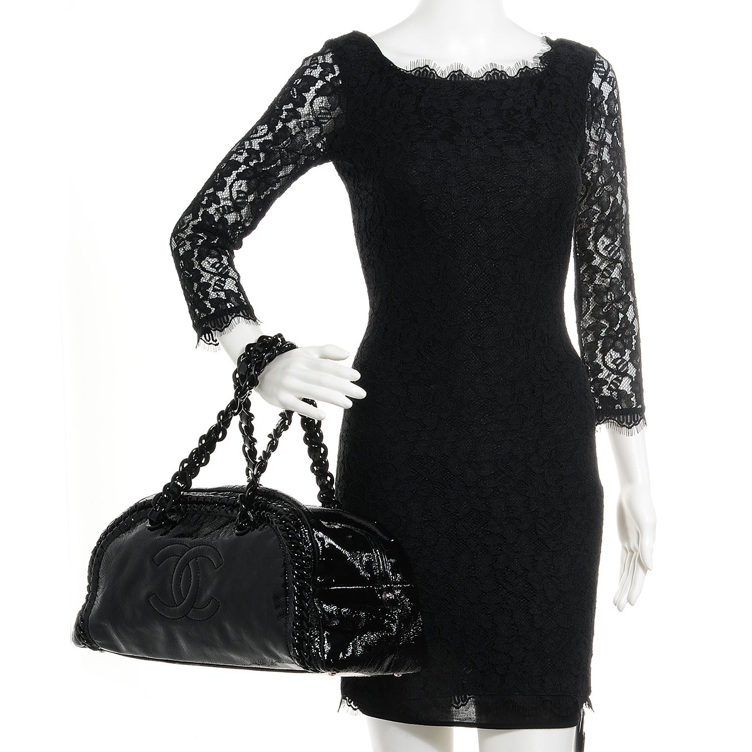 Chanel Patent Luxe Ligne Large Bowler Black 2 of 7