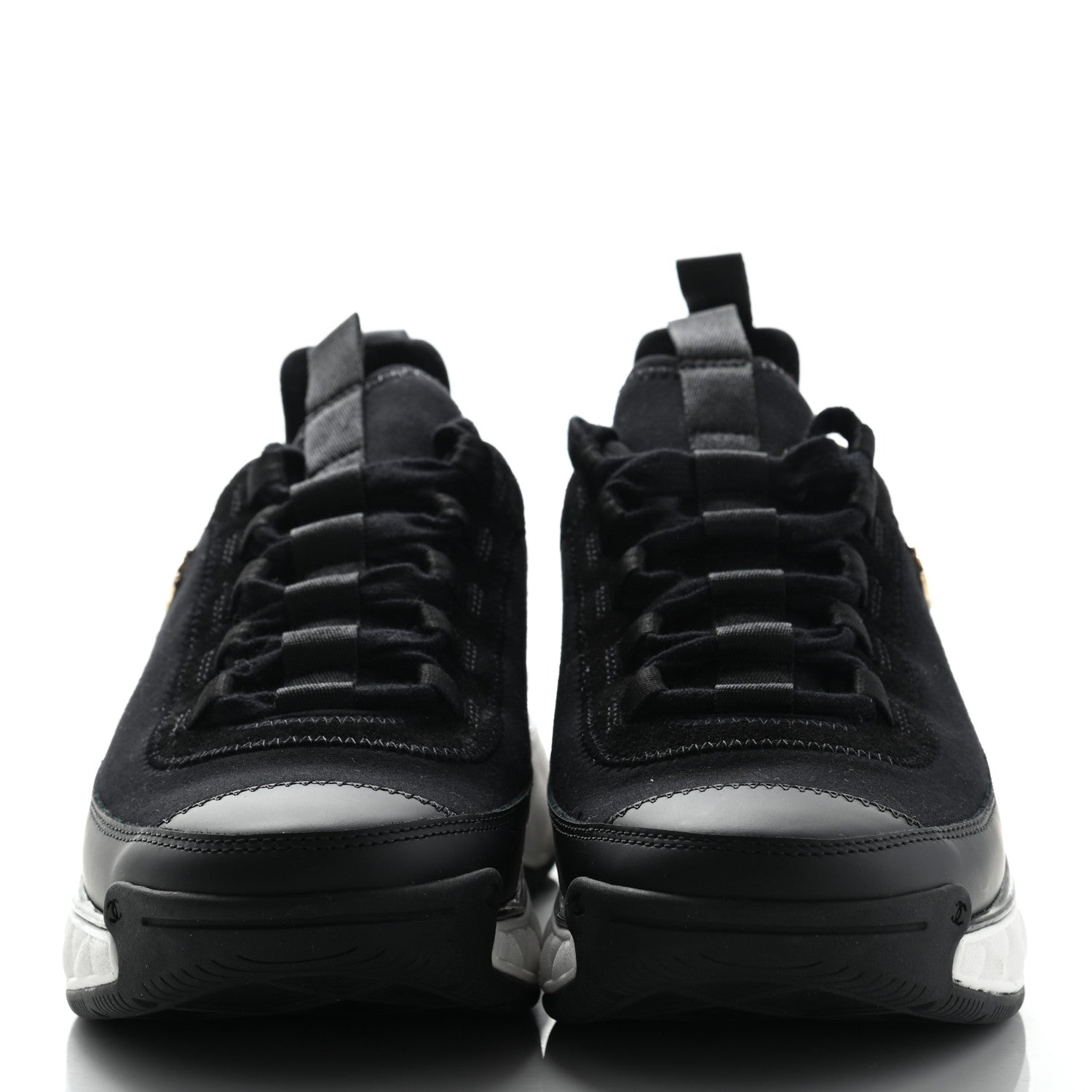 Chanel Velvet Calfskin Mixed Fibers CC Sneakers 38 Black 2 of 10