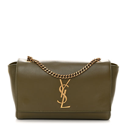 Saint Laurent Smooth Calfskin Suede Small Reversible Monogram Kate Satchel Loden Green 1 of 12