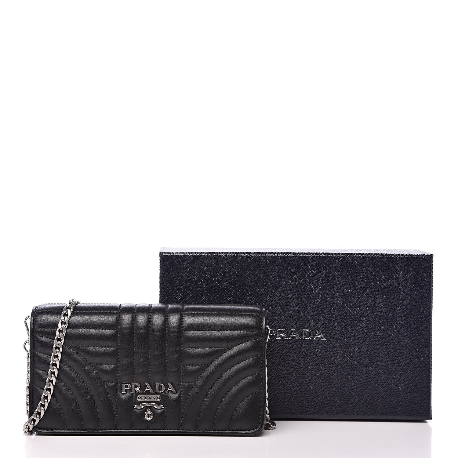 Prada Nappa Impunture Diagramme Chain Wallet Black 12 of 12