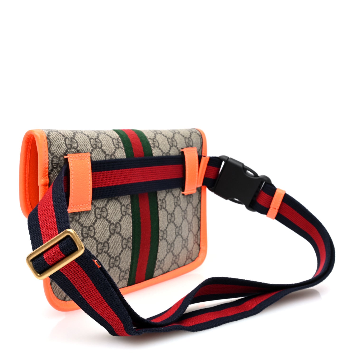 Gucci GG Supreme Monogram Web Small Ophidia Belt Bag Beige Ebony Orange 3 of 10