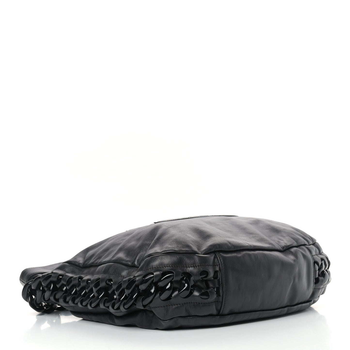 Calfskin Modern Chain Rhodoid Hobo Black