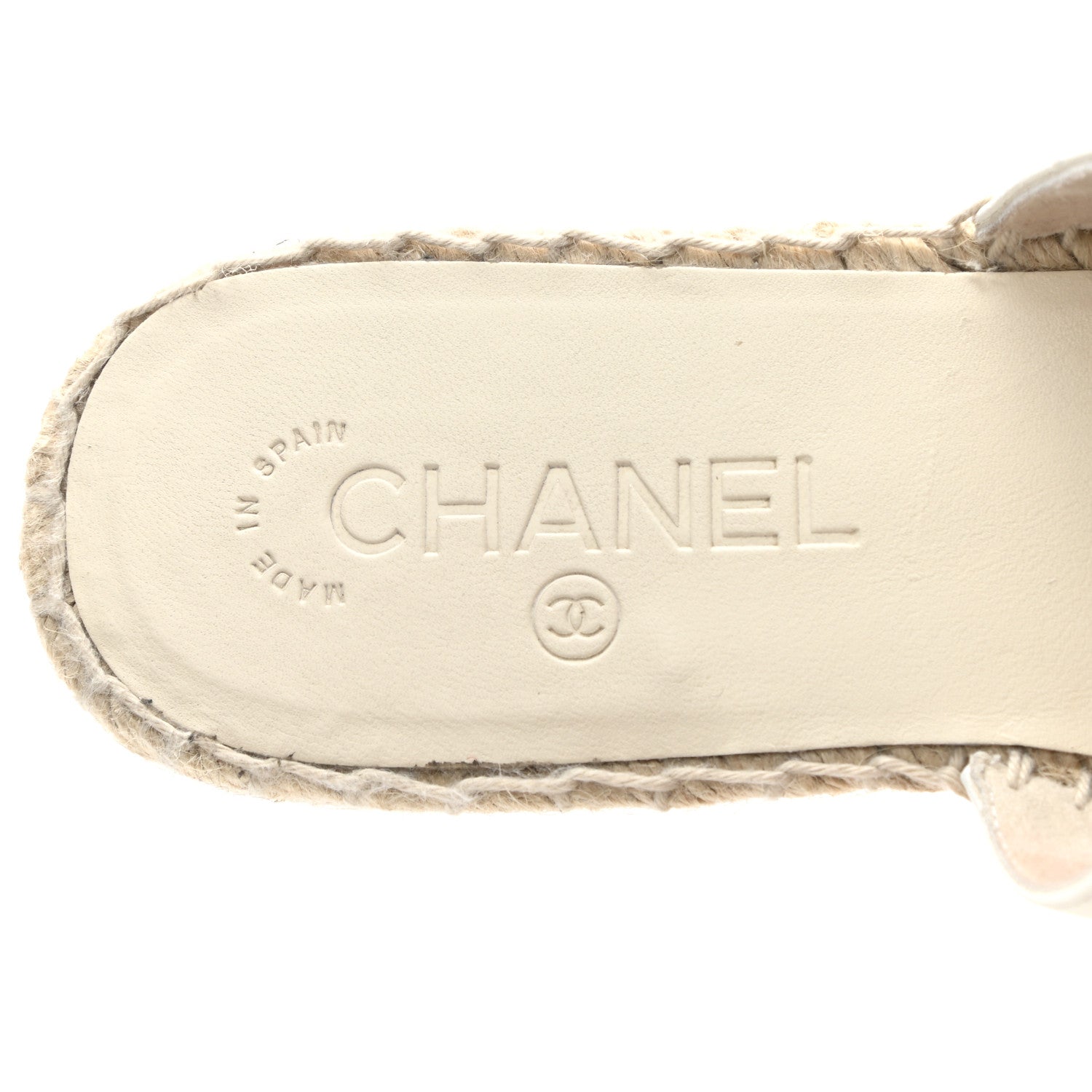 Chanel Iridescent Goatskin CC Espadrille Mules 39 Ivory Black 8 of 9