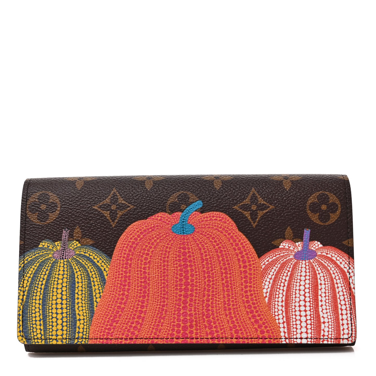 LV X YK Monogram Kusama Pumpkin Sarah Wallet