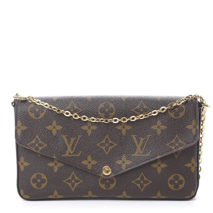 Louis Vuitton Monogram Pochette Felicie Chain Wallet Fuchsia 1 of 15