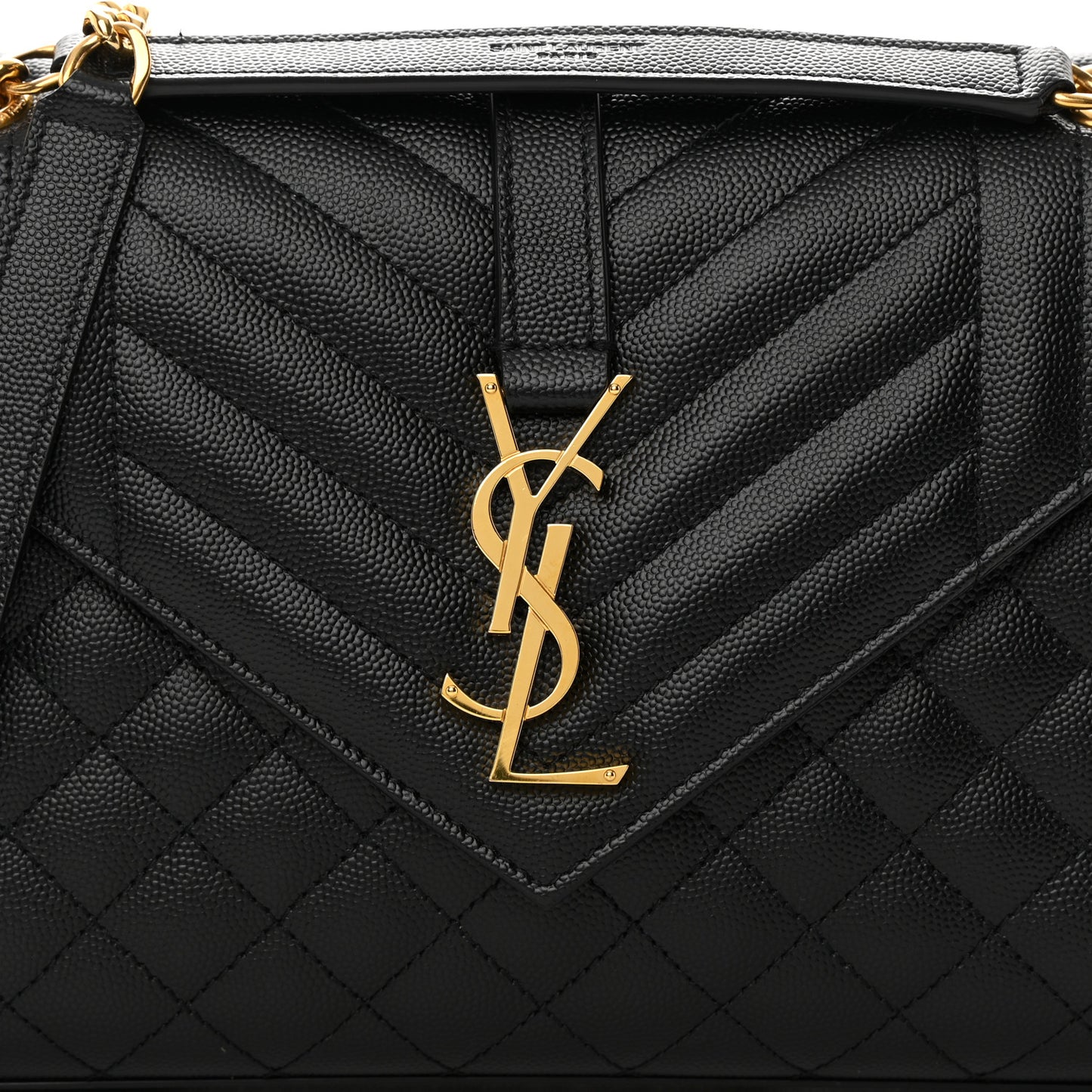 Grain De Poudre Textured Mixed Matelasse Triquilt Medium Monogram Satchel Black