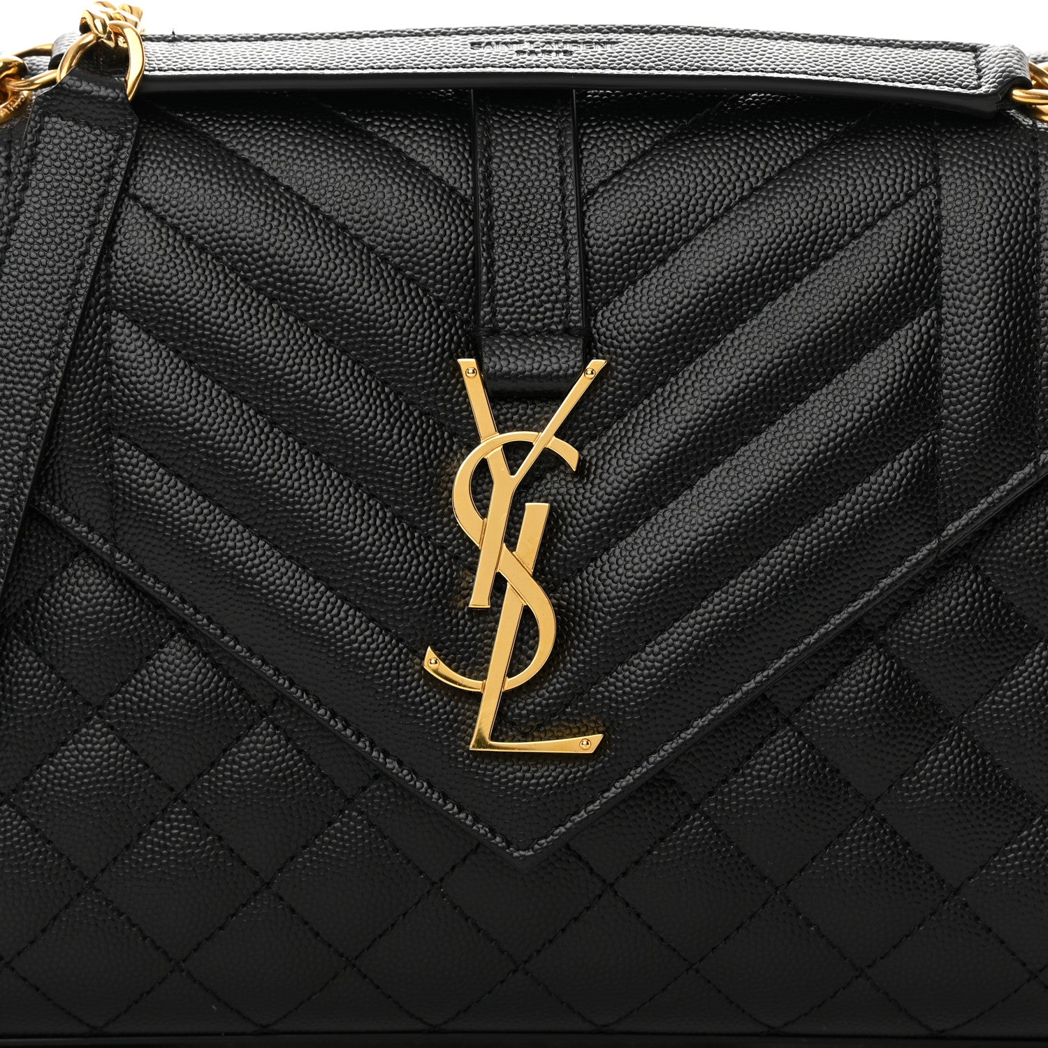 Saint Laurent Grain De Poudre Textured Mixed Matelasse Triquilt Medium Monogram Satchel Black 7 of 10
