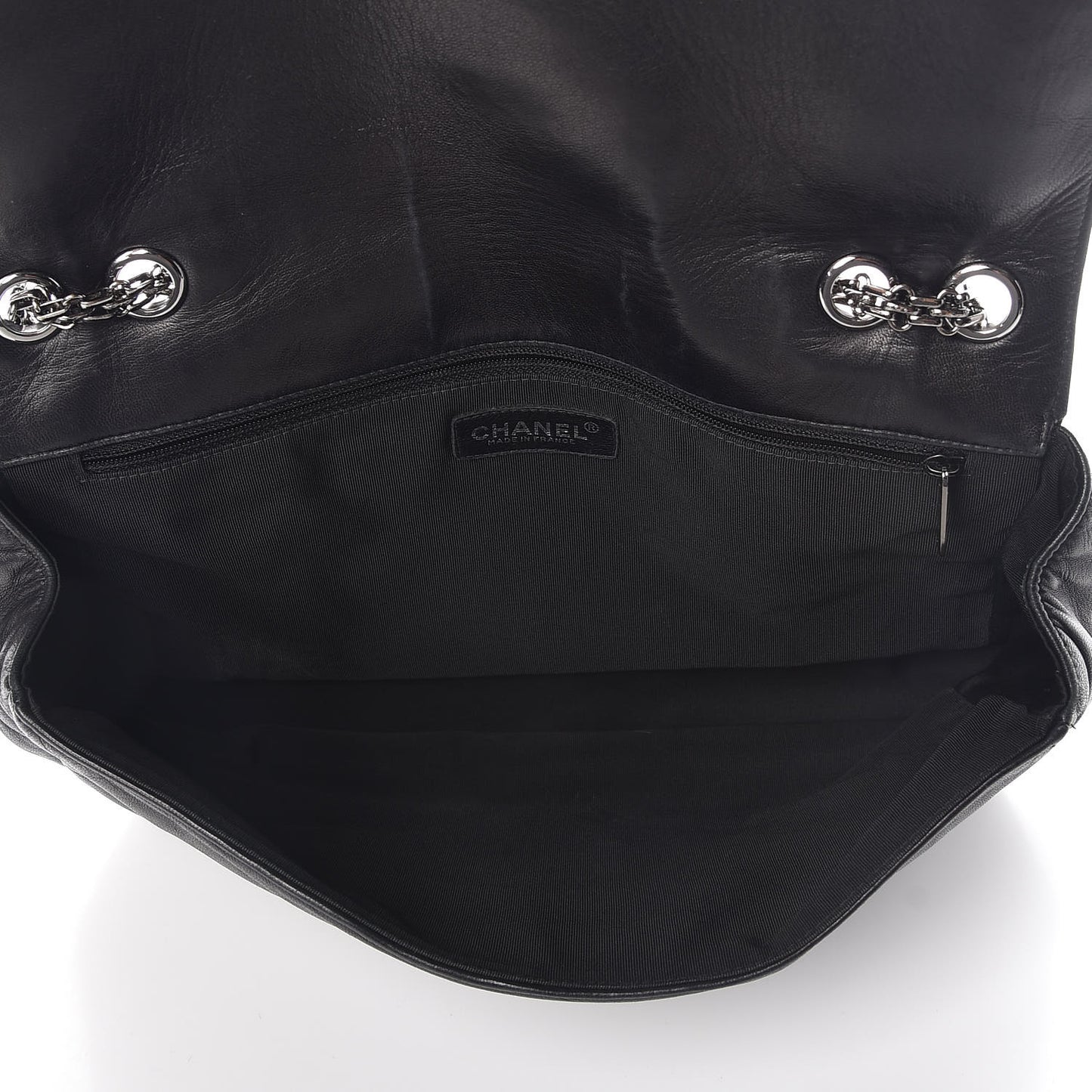 Lambskin Horizontal Quilt Mademoiselle Flap Black