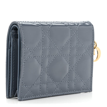 Christian Dior Patent Cannage Mini Lady Dior Wallet Gray Stone 3 of 10