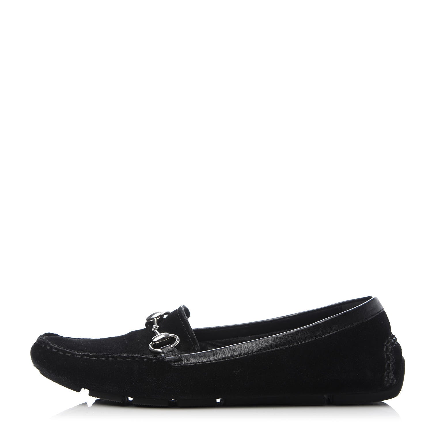 Gucci Suede Womens Horsebit Driver Loafers 38 Black 1 of 10