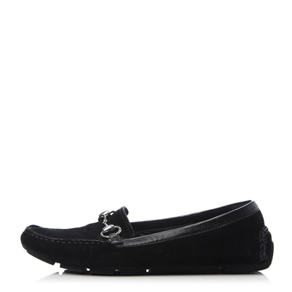Gucci Suede Womens Horsebit Driver Loafers 38 Black 1 of 10