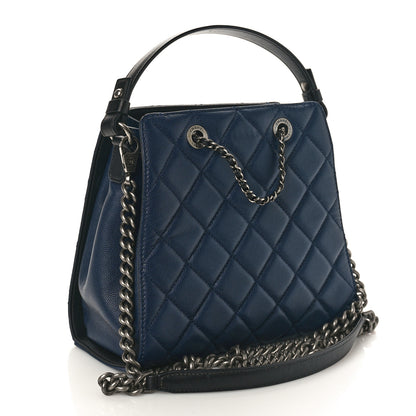 Chanel Caviar Quilted Small CC Bucket Bag Navy 2 of 8