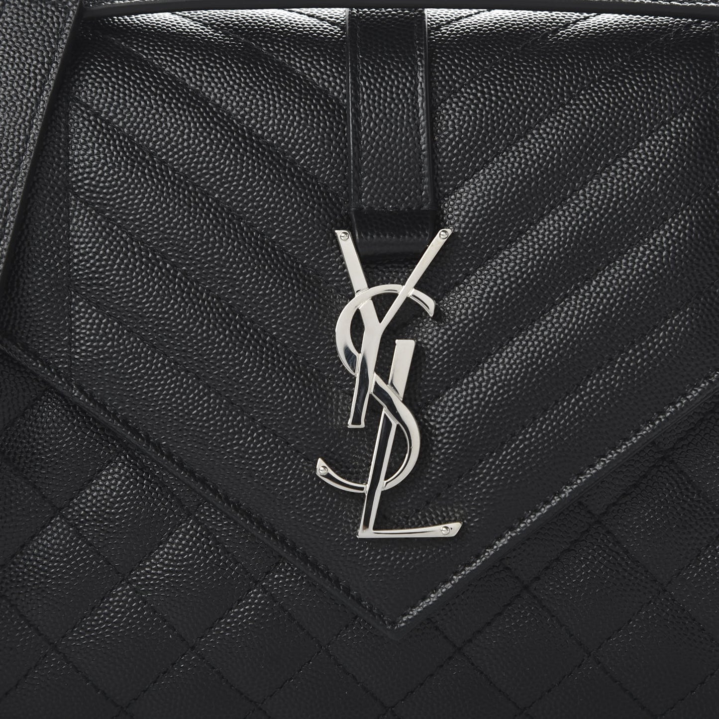 Grain De Poudre Textured Mixed Matelasse Triquilt Medium Monogram Satchel Black