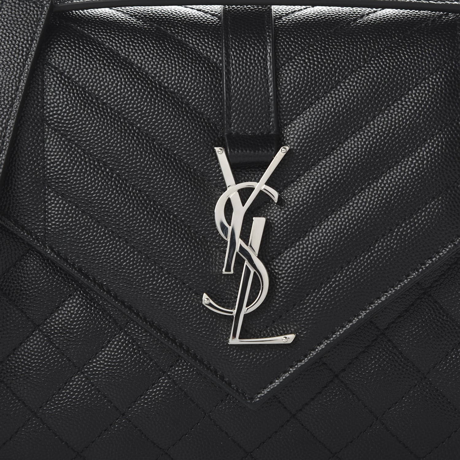 Saint Laurent Grain De Poudre Textured Mixed Matelasse Triquilt Medium Monogram Satchel Black 9 of 9