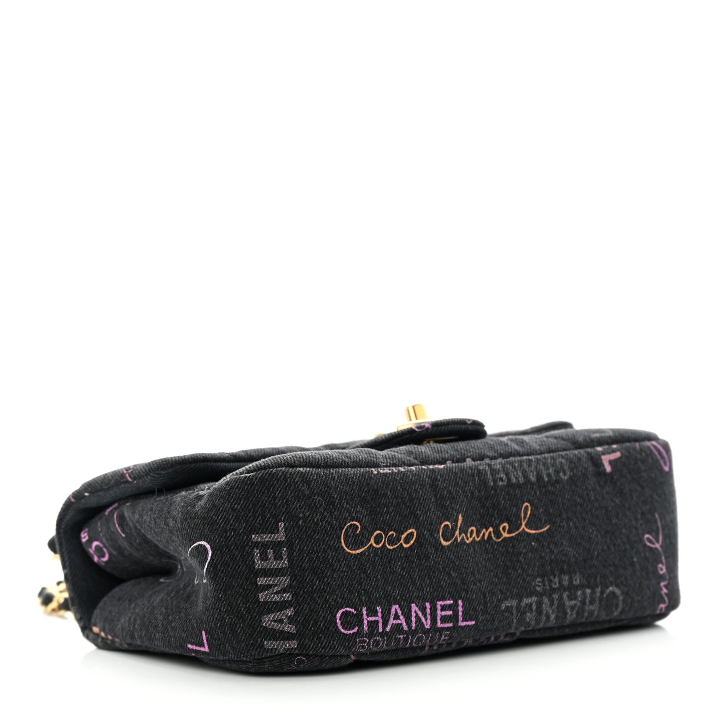 Denim Quilted Denim Mood Mini Rectangular Flap Black Multicolor