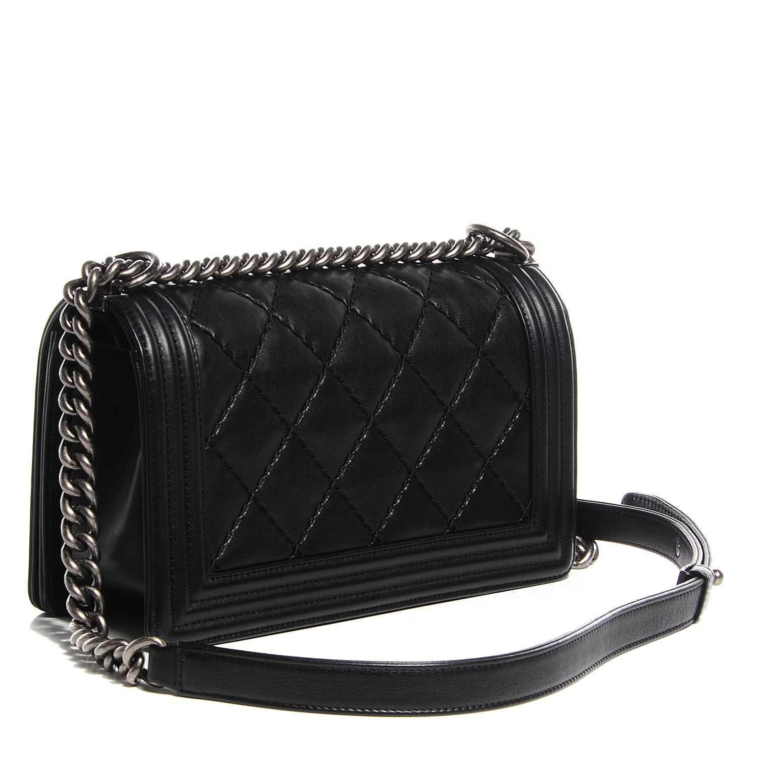 Chanel Calfskin Quilted Medium Double Stitch Boy Flap Black 3 of 9