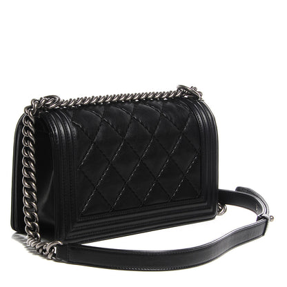 Chanel Calfskin Quilted Medium Double Stitch Boy Flap Black 3 of 9