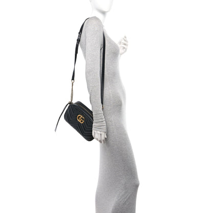 Gucci Calfskin Matelasse Small GG Marmont Chain Shoulder Bag Black 2 of 11