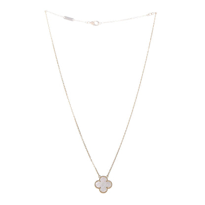 Van Cleef & Arpels 18K Yellow Gold Mother of Pearl Vintage Alhambra Pendant Necklace 3 of 7