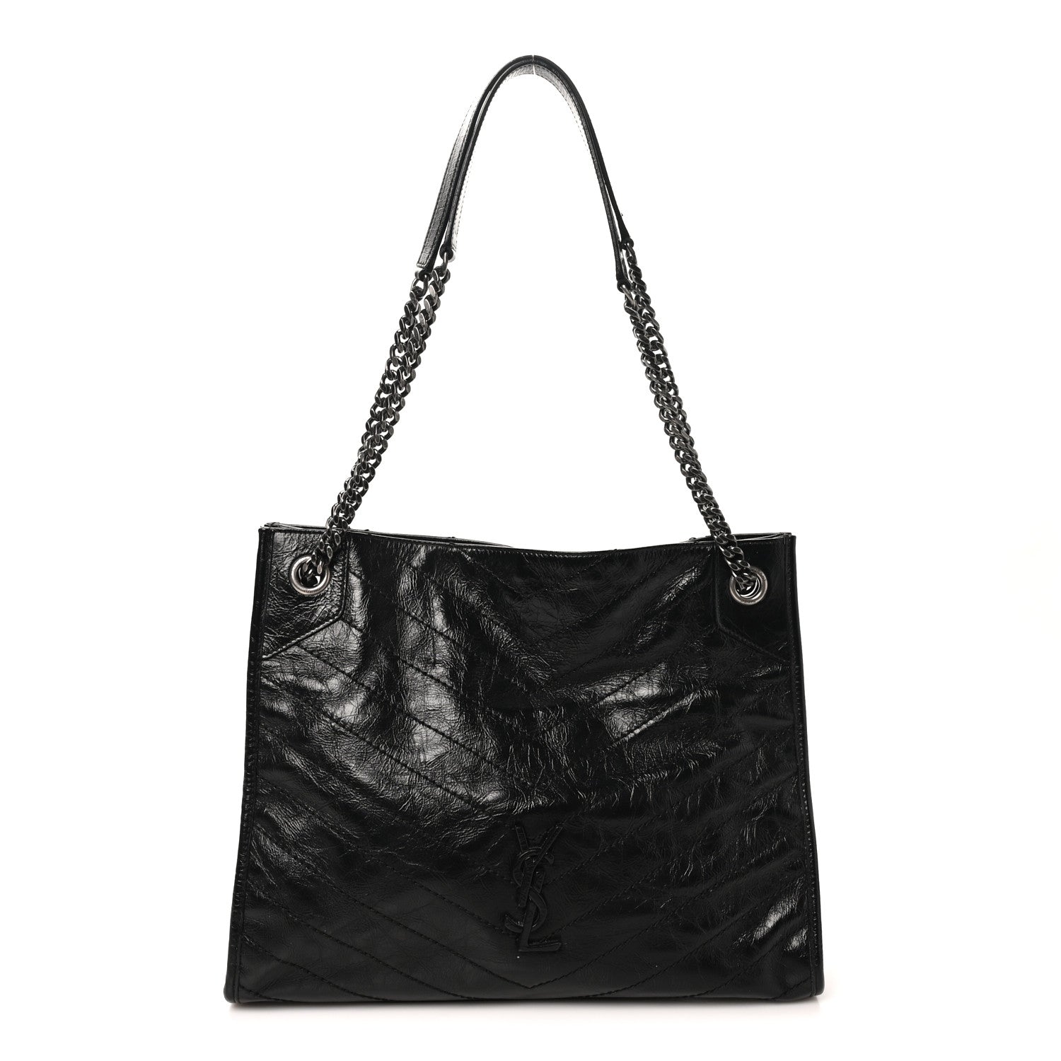 Saint Laurent Crinkled Calfskin Matelasse Monogram Medium Niki Shopper Tote Black 1 of 10