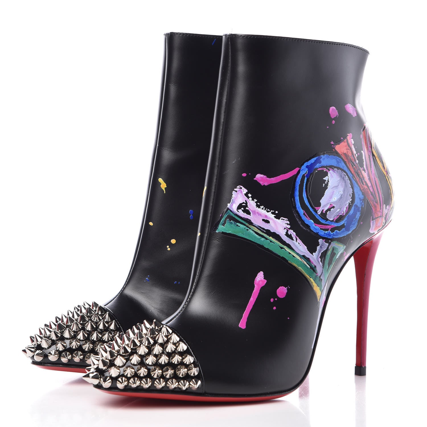 Christian Louboutin Calfskin Patent Love Is A Boot 100 Booties 36 Black 3 of 7