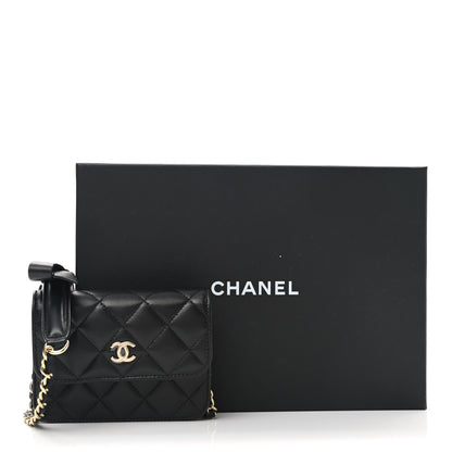Chanel Lambskin Quilted Mini Coco Bow Clutch With Chain Black 10 of 10