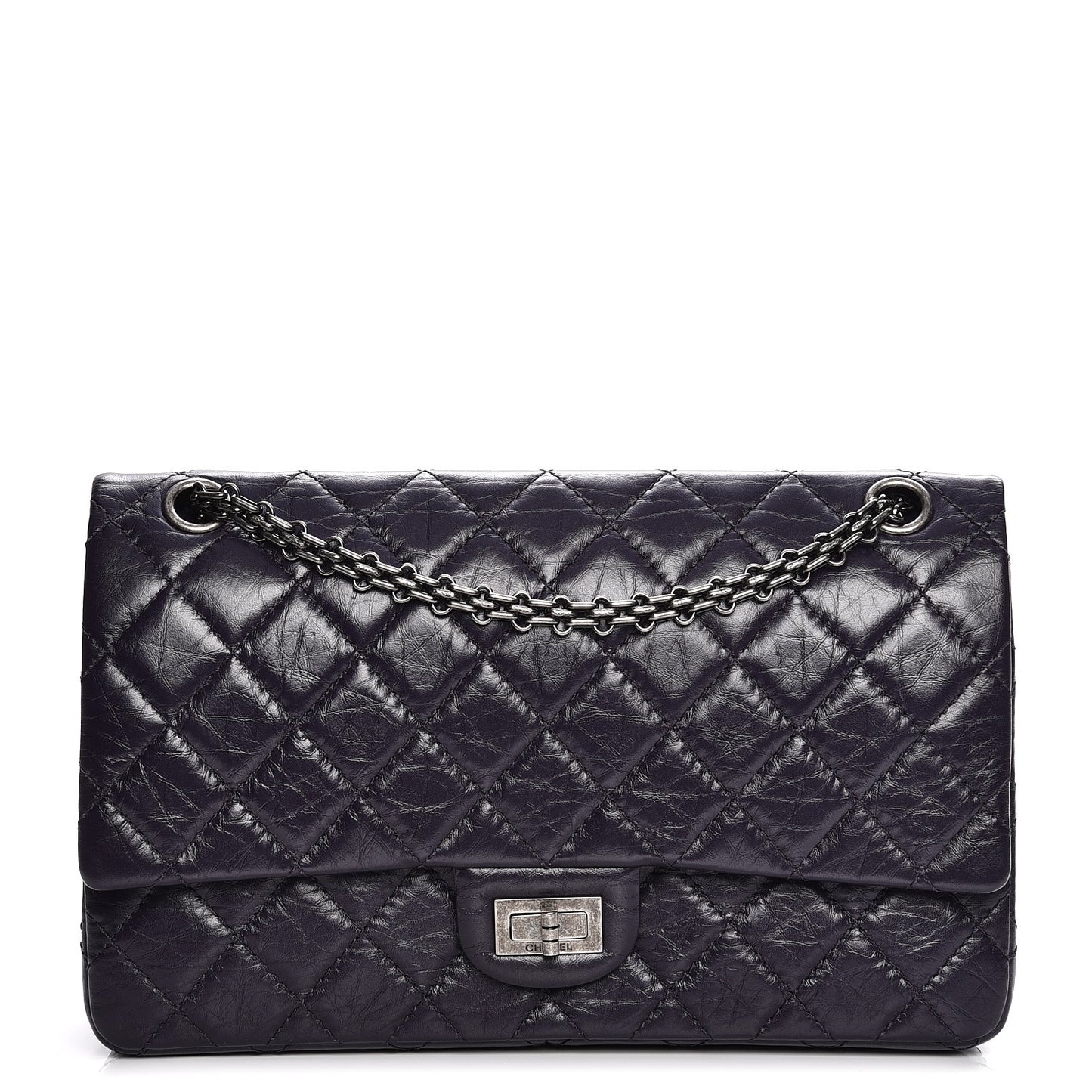 Metallic Aged Calfskin Quilted 2.55 Reissue 226 Flap Dark Purple