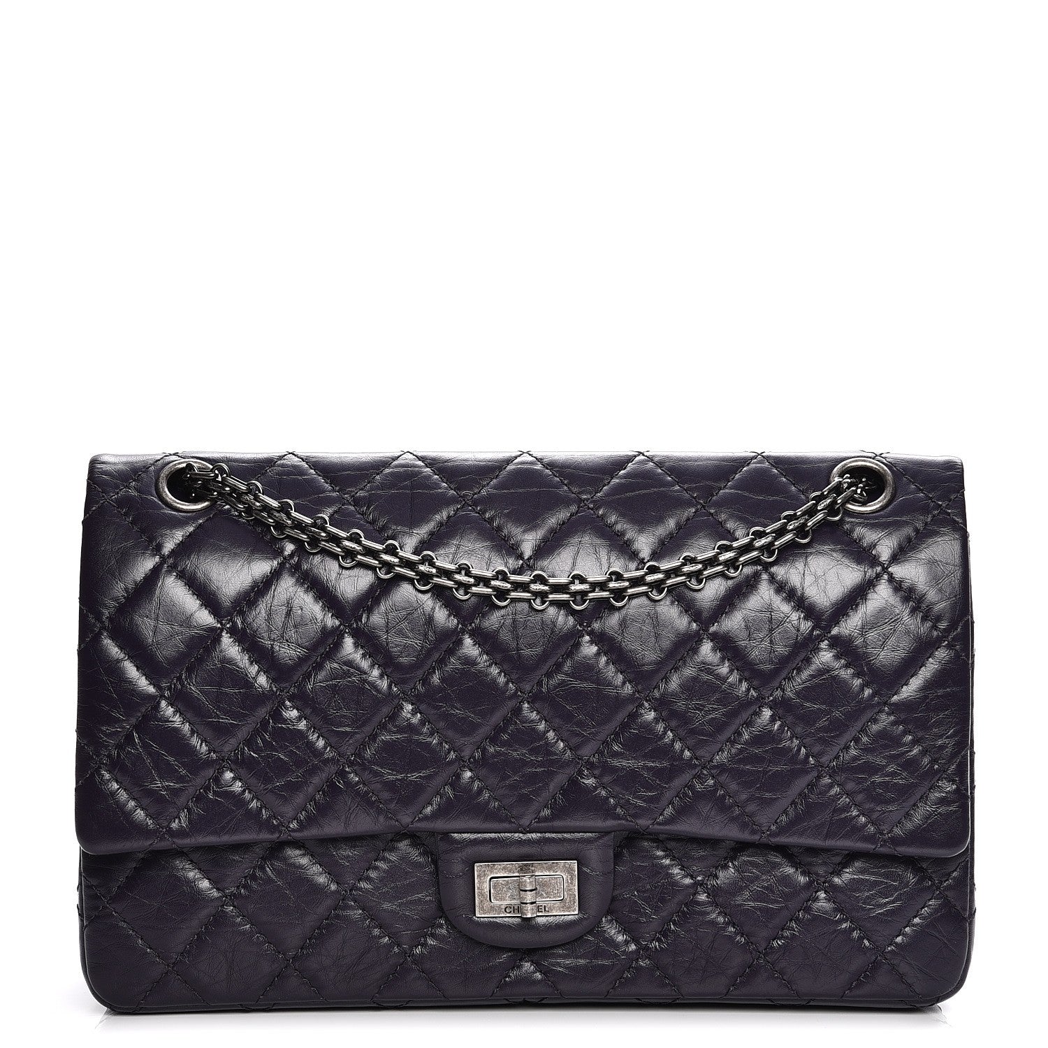 Chanel Metallic Aged Calfskin Quilted 2.55 Reissue 226 Flap Dark Purple 1 of 7