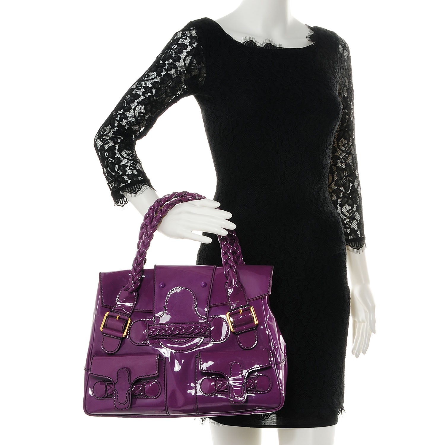 Valentino Garavani Patent Large Histoire Purple 2 of 7