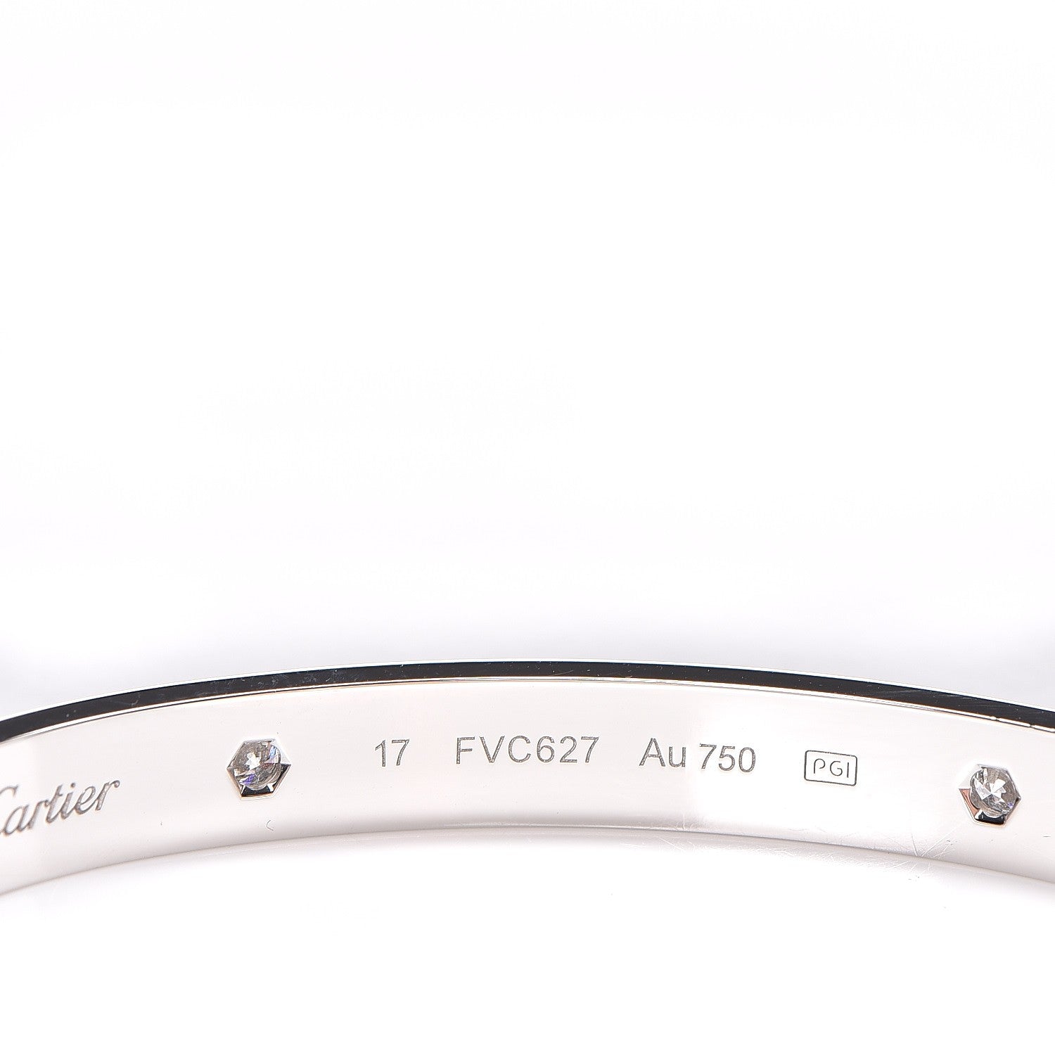 Cartier 18K White Gold 4 Diamond LOVE Bracelet 17 4 of 6