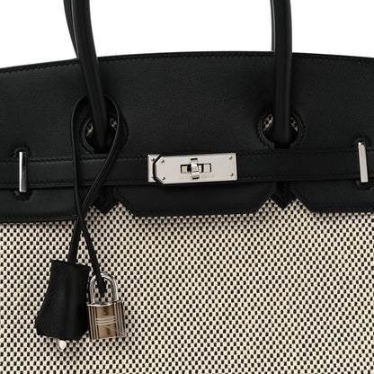 Hermes Toile Swift Birkin 35  Natural Black 7 of 12